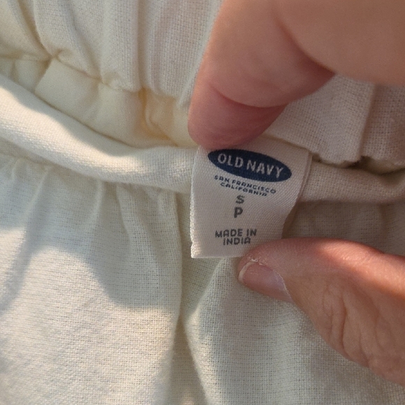 Old Navy Cream With Stripes Mini Skirt Women's Size S 100% Cotton With Pockets - Picture 2 of 8